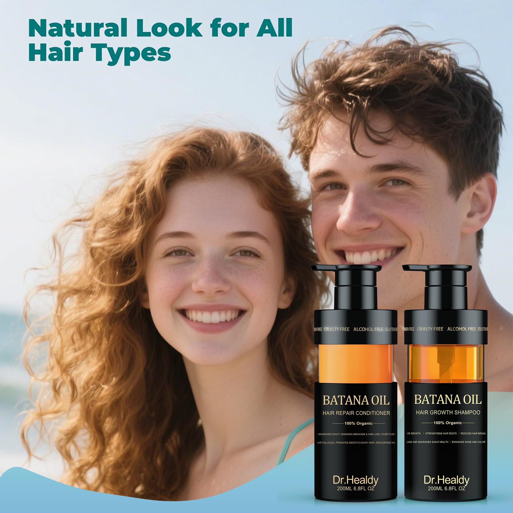 Dr. Healdy Batana Oil Shampoo & Conditioner Set — Hair Growth, Thickening & Hydration (Sulfate Free)