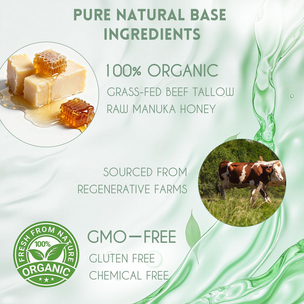 Dr.Herbarius Organic Grass-Fed Tallow & Honey Balm – Extra Gentle, Unscented, 2 Oz