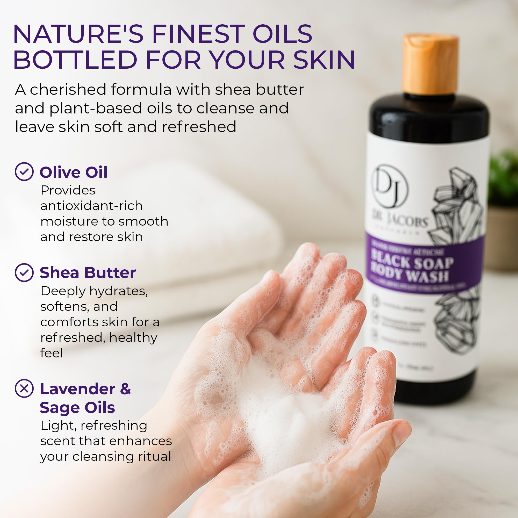 DR.JACOBS NATURALS African Black Soap – Lavender & Sage All-In-One Face, Body, Shampoo & Shaving Soap (32oz x2)
