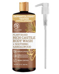 DR.JACOBS NATURALS Castile Sandalwood Body Wash – Plant-Based Hydration for Dry & Sensitive Skin | 32 oz Pump