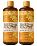 Dr. Jacobs Naturals Pure Castile Soap - Orange & Ginger Body Wash, Plant-Based, 32 oz (2-pack)