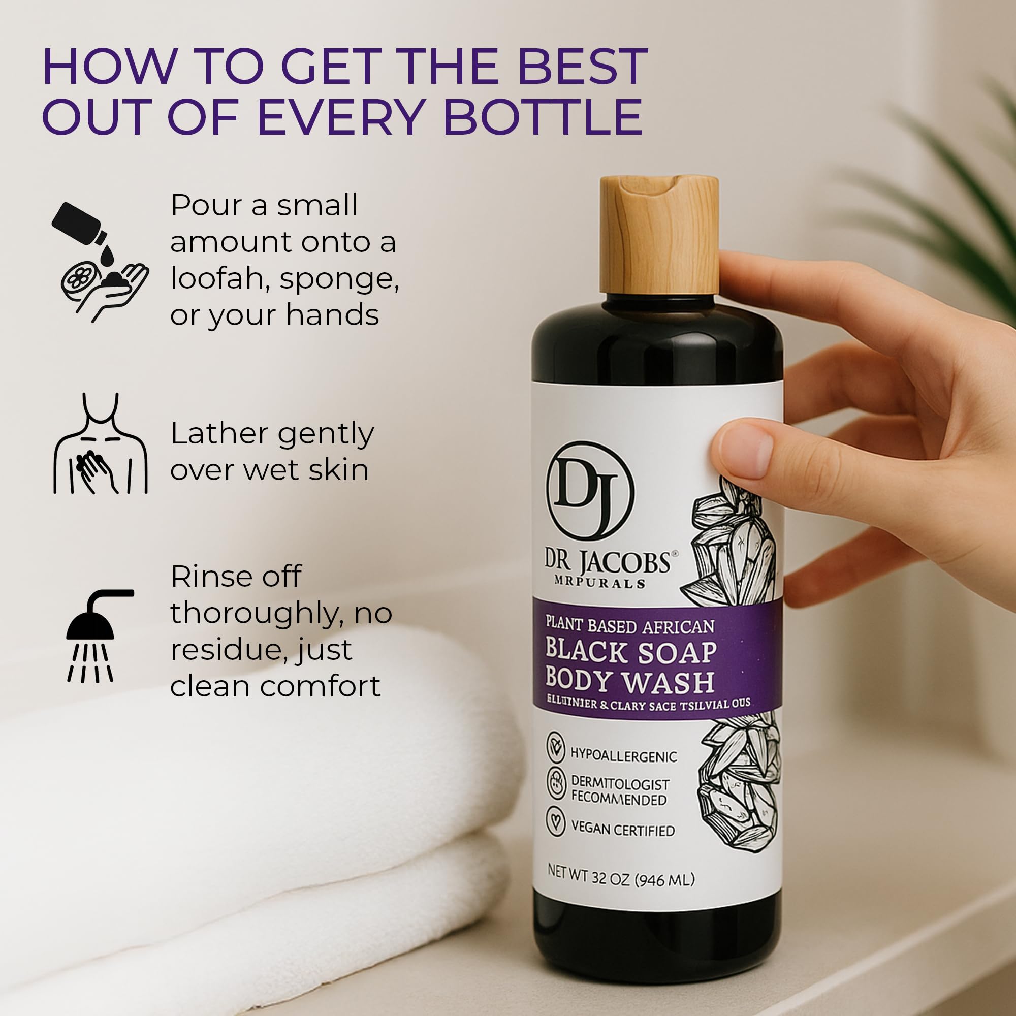 Dr Jacobs Naturals African Black Liquid Soap with Lavender & Sage – All-In-One Cleanser (2pk 16oz)