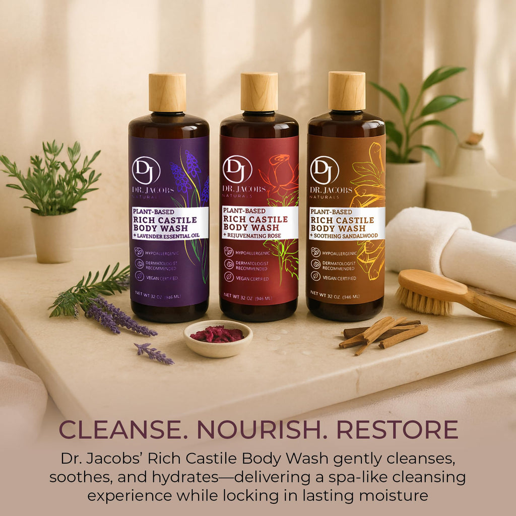 Dr. Jacobs Naturals Pure Castile Soap Rose – Plant-Based Body Wash, Vitamin E & Aloe, 32 oz x 2