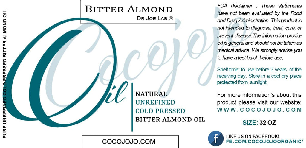 Dr Joe Lab Bitter Almond Oil – 32 oz Pure Unrefined Cold-Pressed Carrier Oil