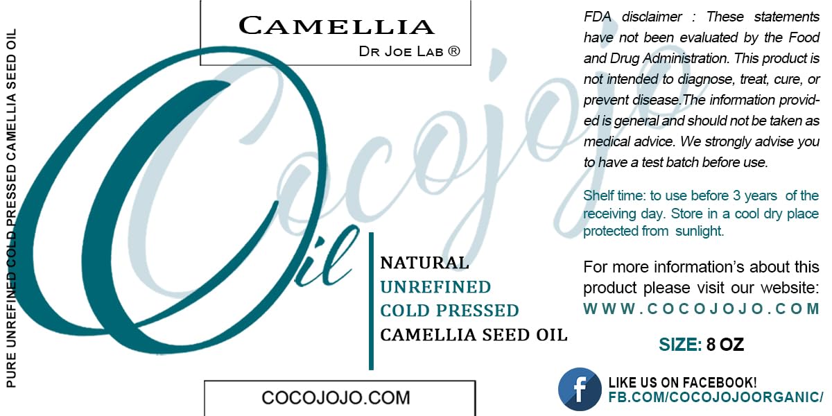 Dr Joe Lab Japanese Camellia Seed Oil – Pure, Cold-Pressed, Non-GMO, 8 oz for Skin, Hair, Nails