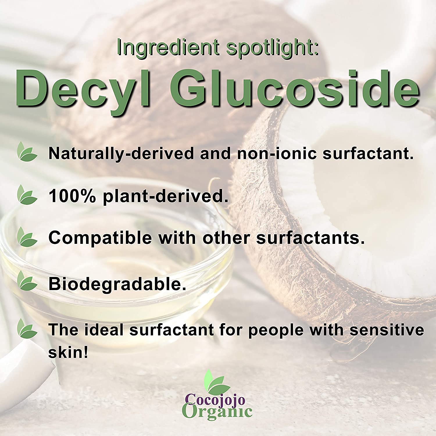 Dr Joe Lab Cocojojo Decyl Glucoside Natural Surfactant – Plant-Derived, Fragrance-Free, 1 Gallon