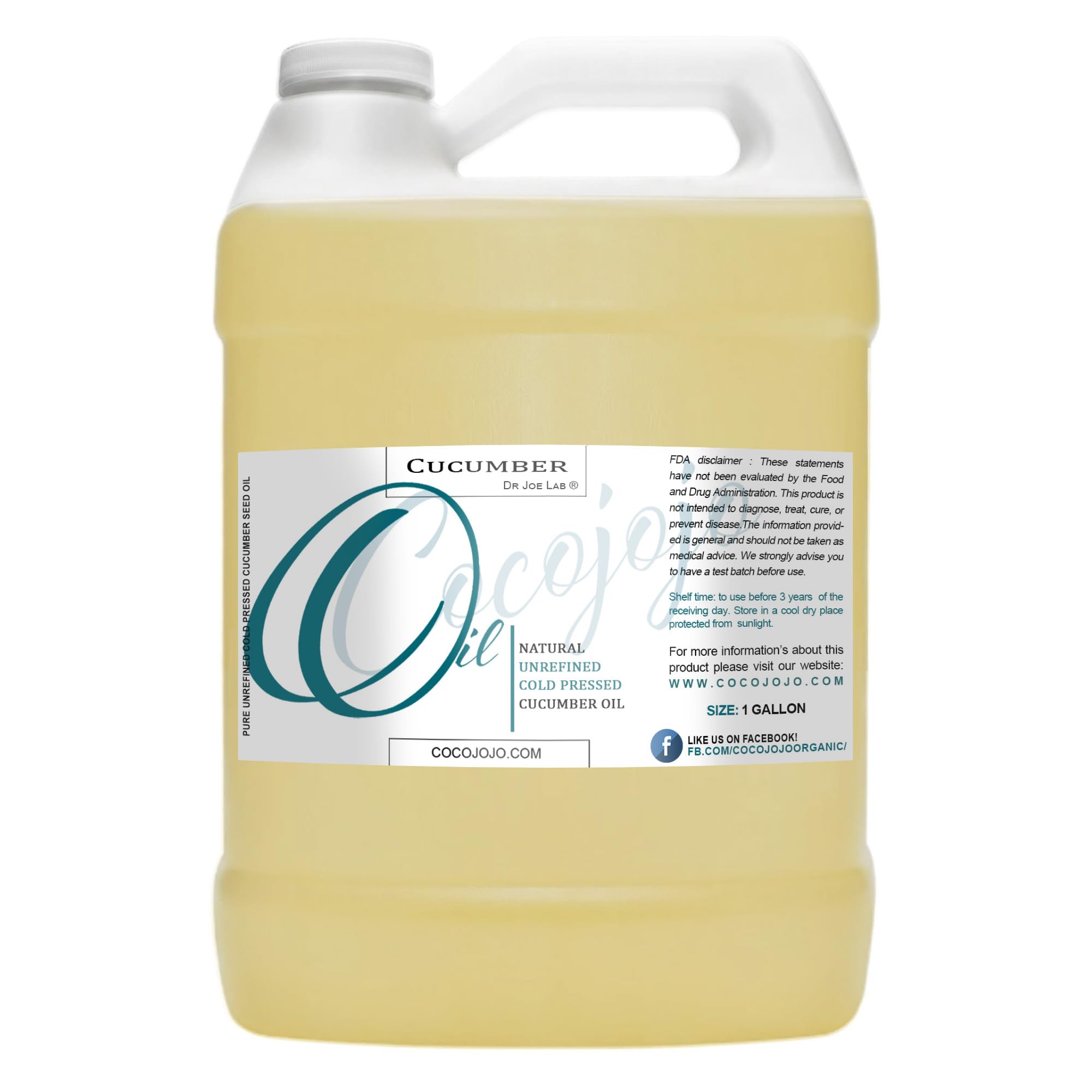 Dr Joe Lab Cucumber Seed Oil – Pure Cold-Pressed Virgin Carrier Oil for Skin, Hair, Nails & Beard (1 Gallon)