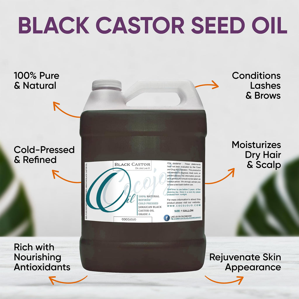 Dr Joe Lab Jamaican Black Castor Oil 128 oz – Pure Cold-Pressed JBCO for Hair, Skin & Brows