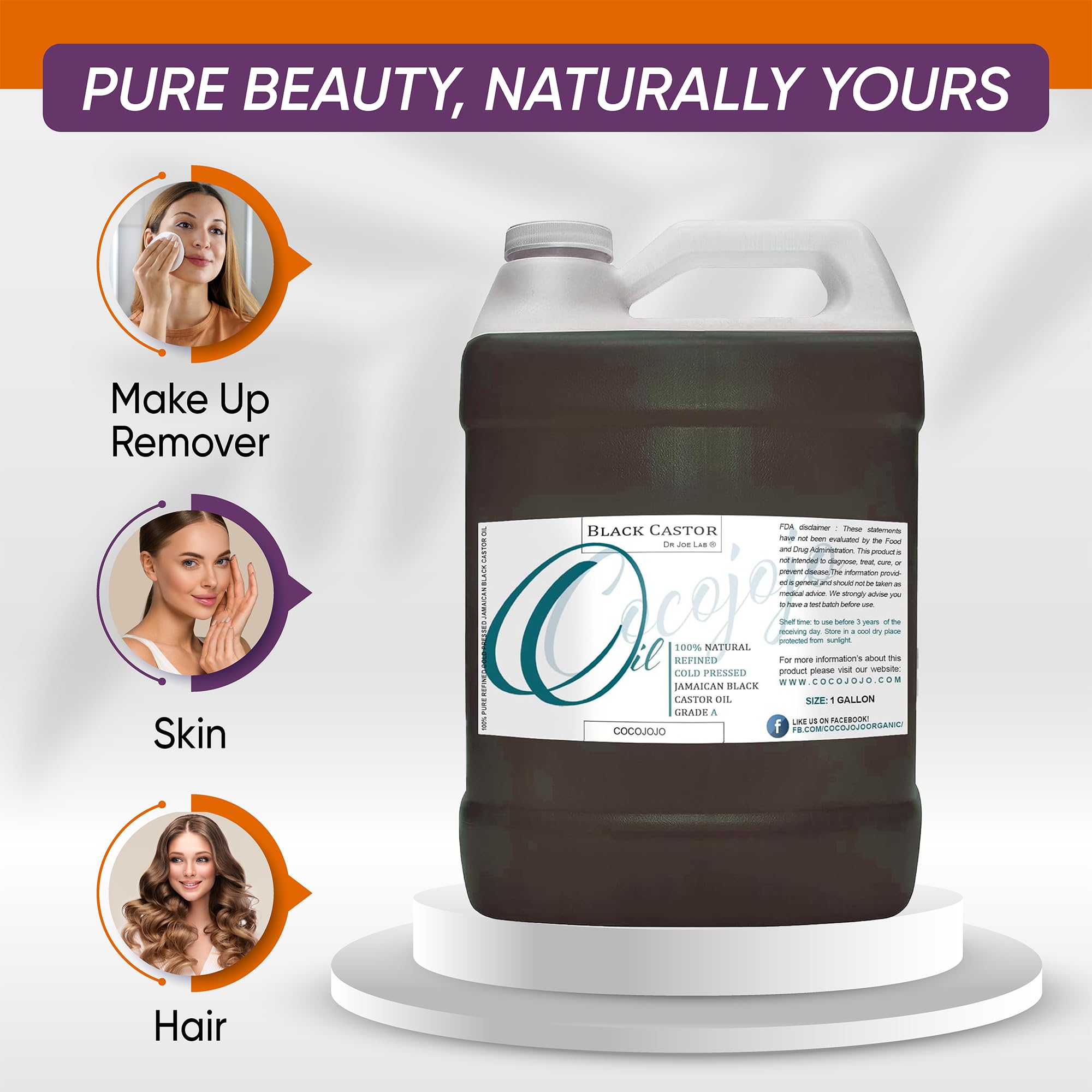 Dr Joe Lab Jamaican Black Castor Oil 128 oz – Pure Cold-Pressed JBCO for Hair, Skin & Brows