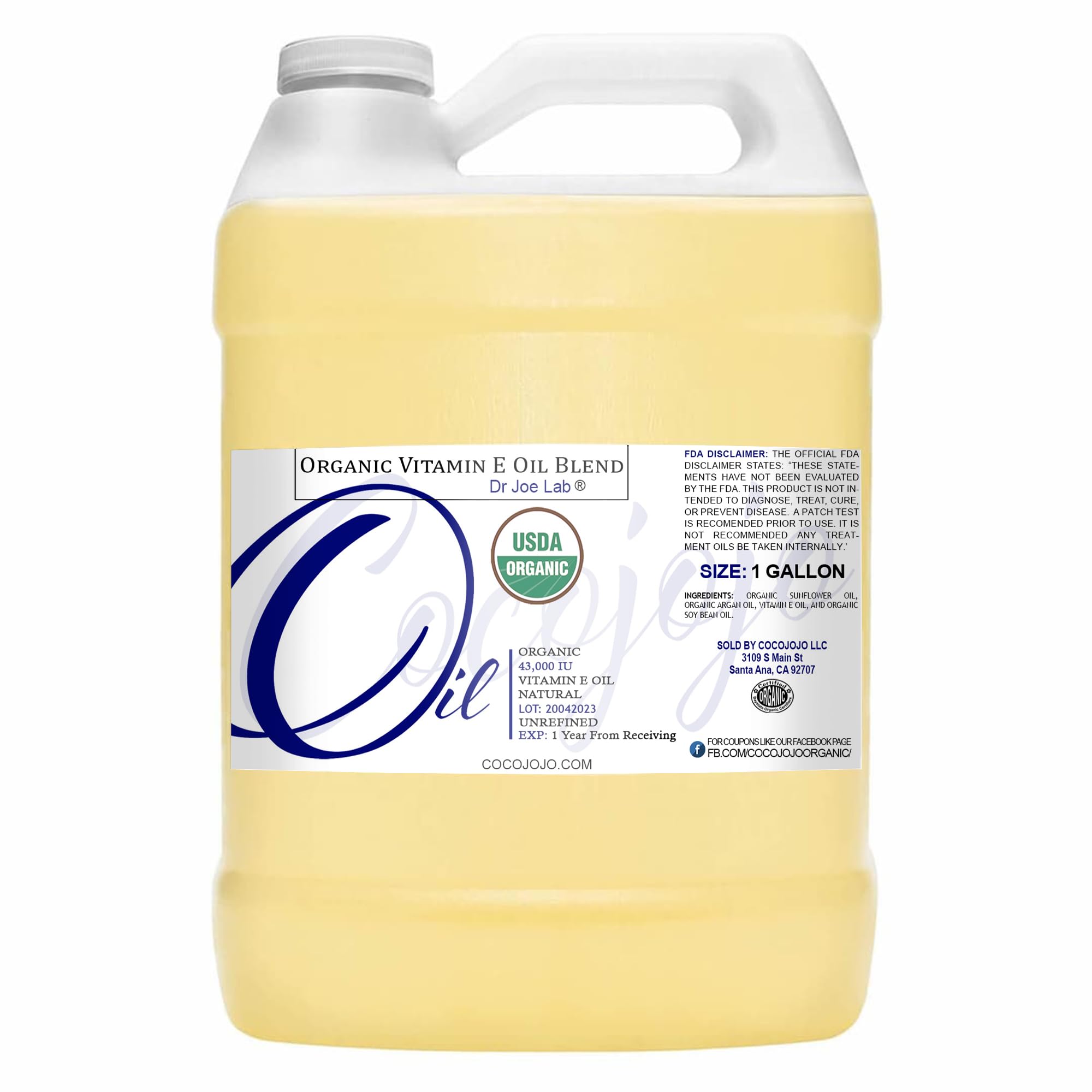 Dr Joe Lab Organic Vitamin E Oil Hydration – 128 oz USDA Natural Almond Oil