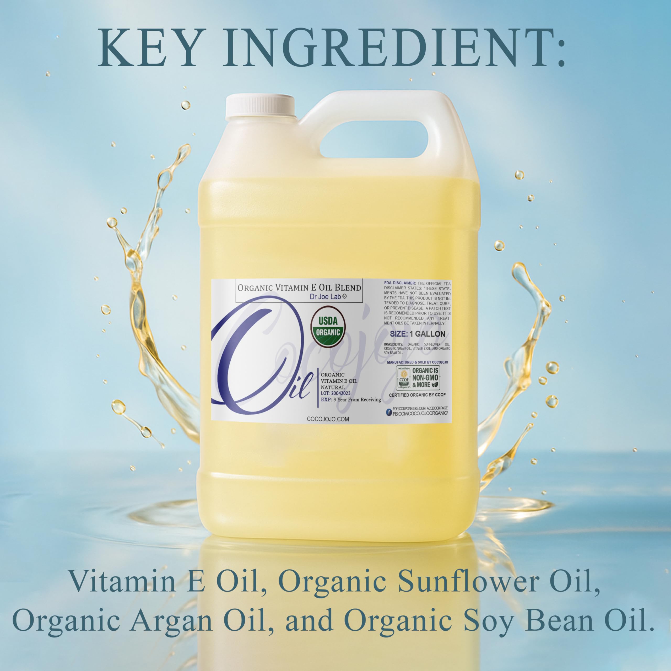 Dr Joe Lab Organic Vitamin E Oil Hydration – 128 oz USDA Natural Almond Oil