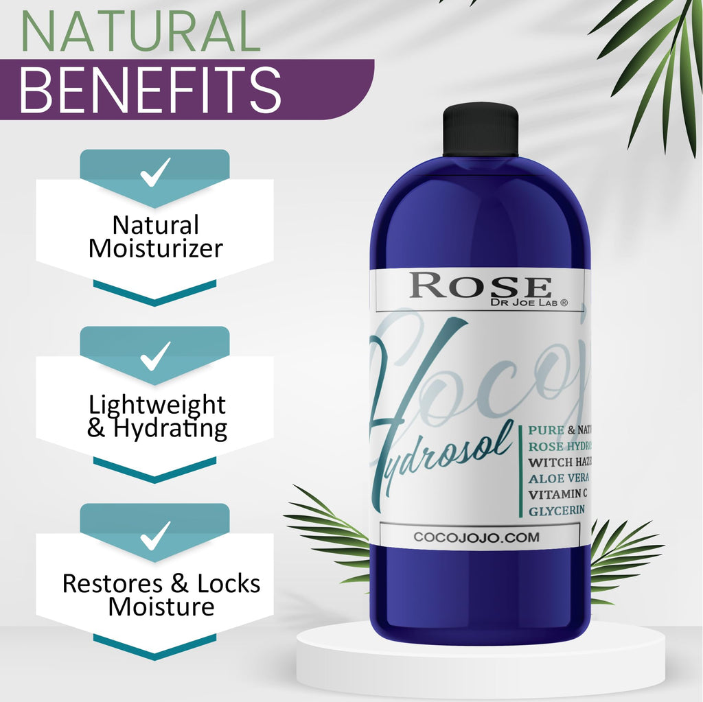 Dr Joe Lab Rose Water Hydrosol – Glycerin, Aloe Vera, Vitamin C & Witch Hazel (32 oz)