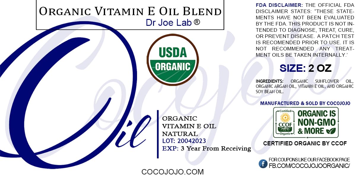 Dr Joe Lab Organic Vitamin E Oil for Skin & Hair – 2 Oz