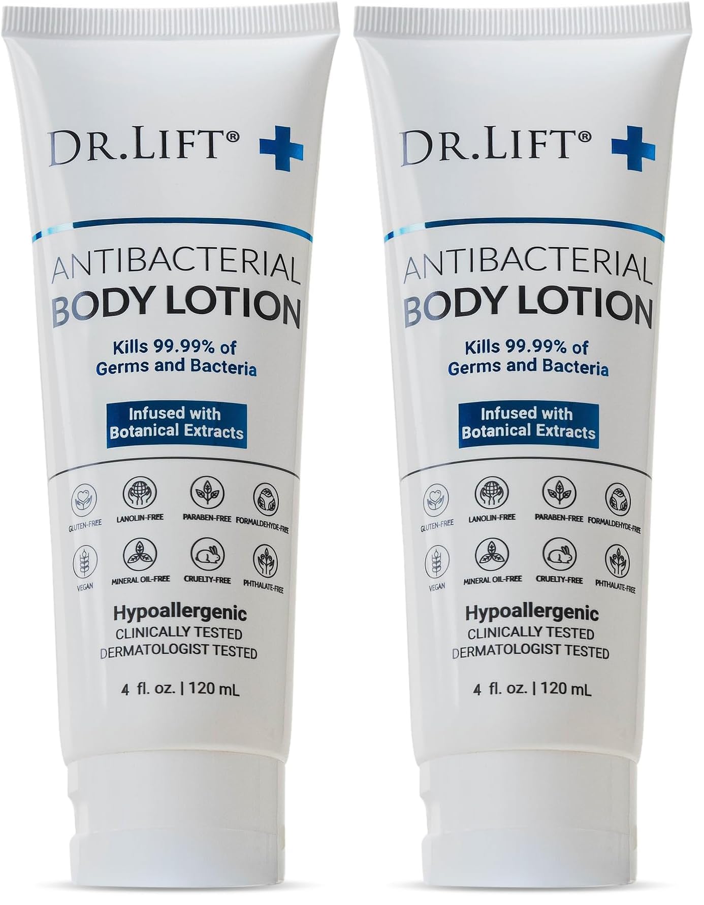 DR. LIFT Antibacterial Body Lotion, 4 oz x 2 Pack – Hydrating Germ-Fighting Moisturizer