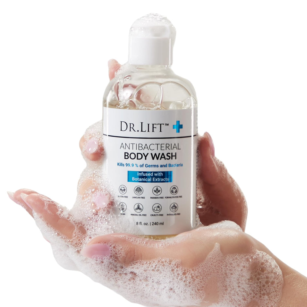 DR. LIFT Antibacterial Body Wash – 8 oz Bottle, 3-Pack – Gentle, Hydrating Shower Gel – Made in America
