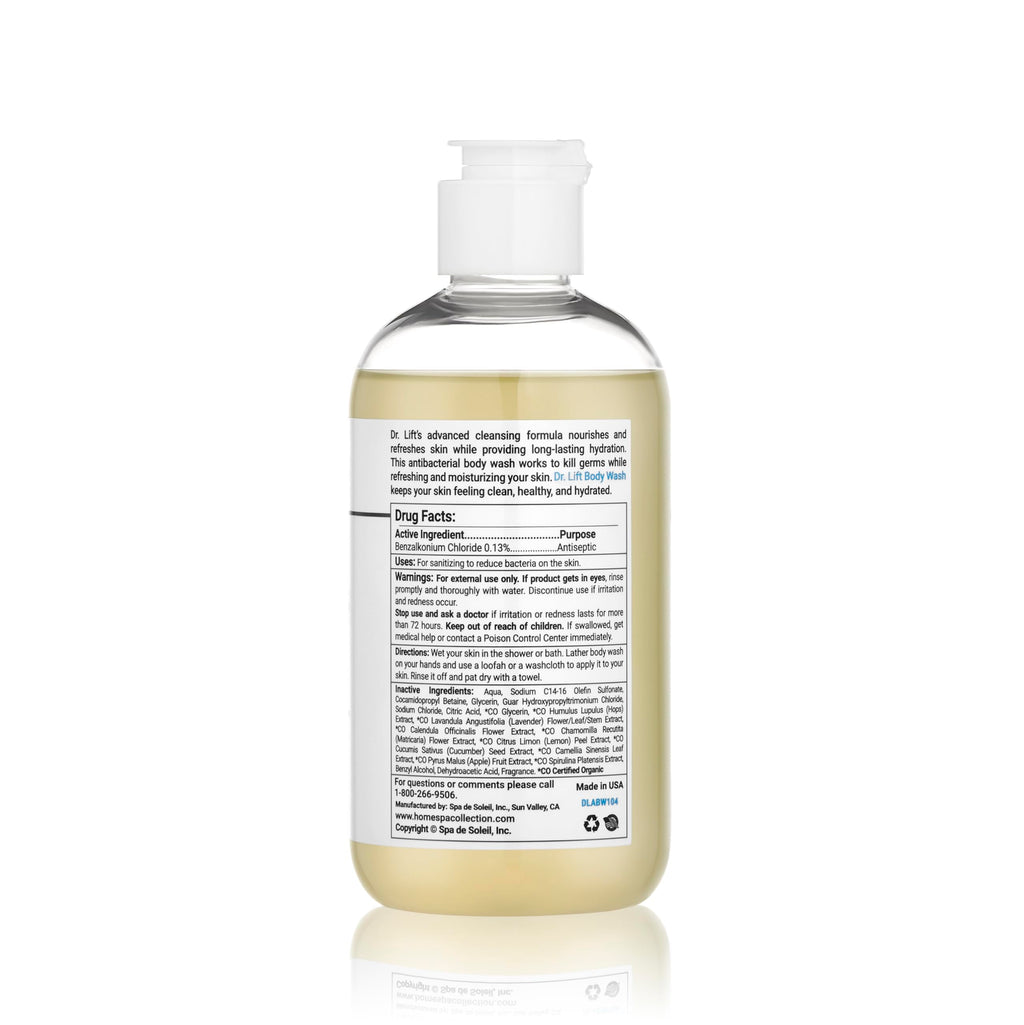 DR. LIFT Antibacterial Body Wash – 8 oz Bottle, 3-Pack – Gentle, Hydrating Shower Gel – Made in America