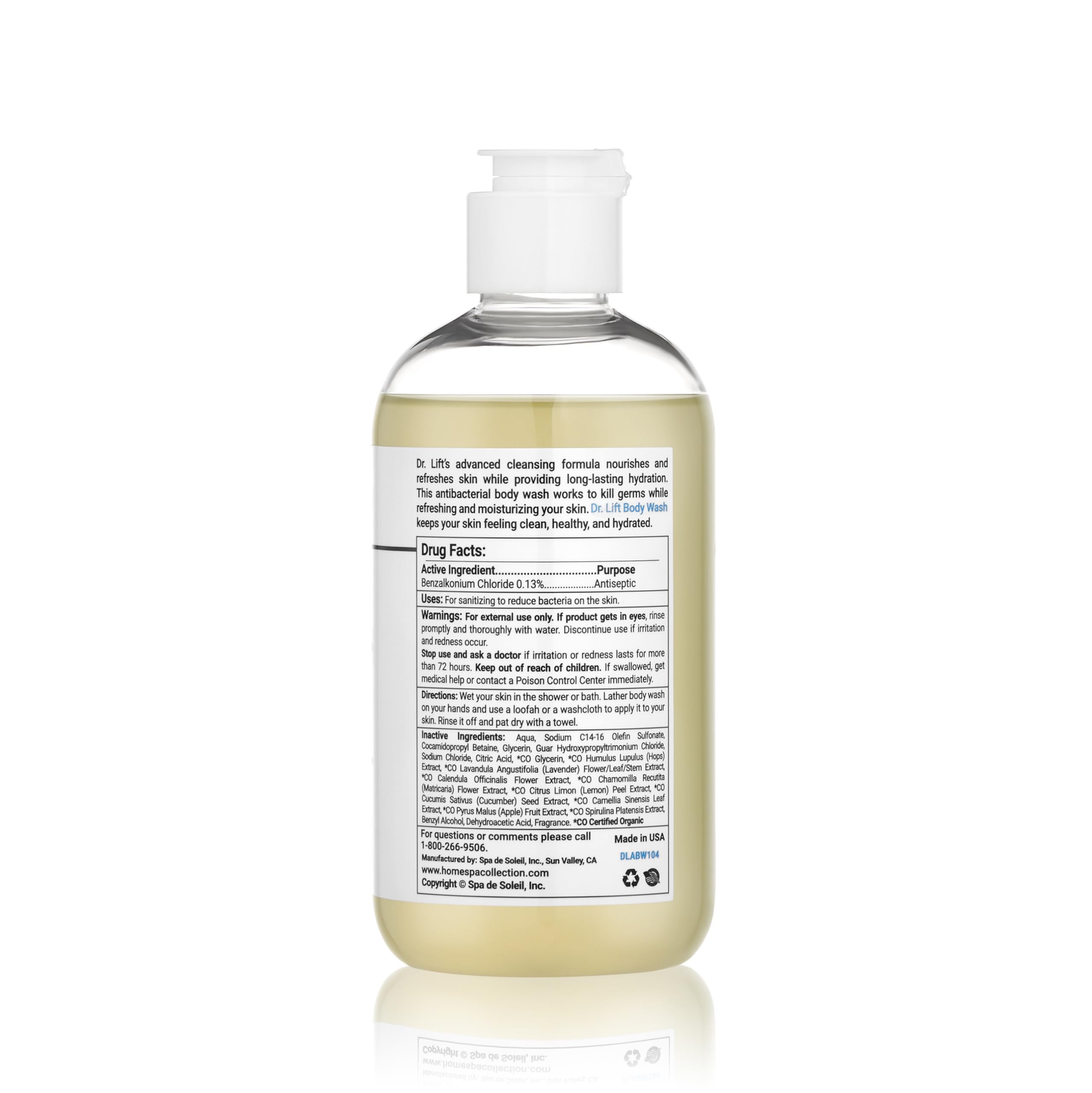 DR. LIFT Antibacterial Body Wash – 8 oz Bottle, 3-Pack – Gentle, Hydrating Shower Gel – Made in America