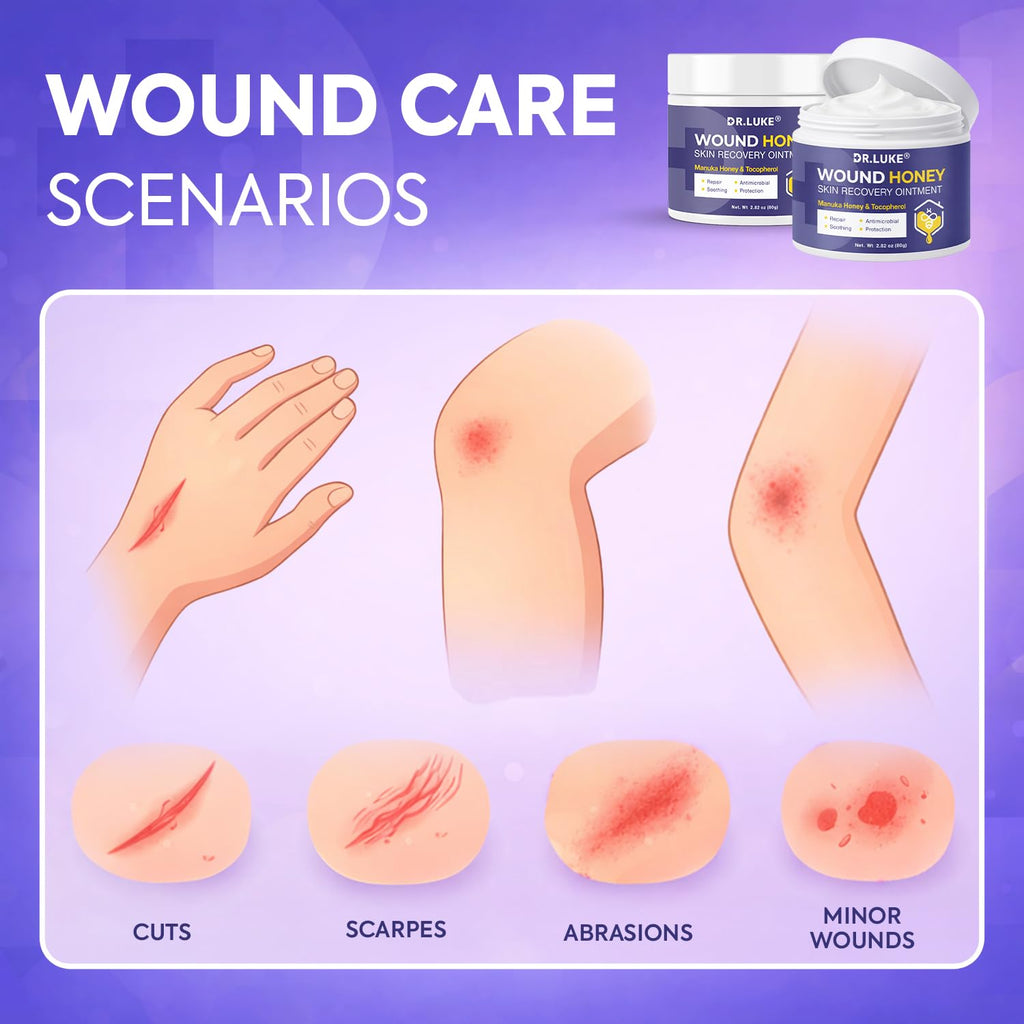 Dr. Luke Manuka Honey Wound Gel – Medihoney Wound Care for Minor Wounds, Allantoin 0.5% & Vitamin E, 2.82 oz