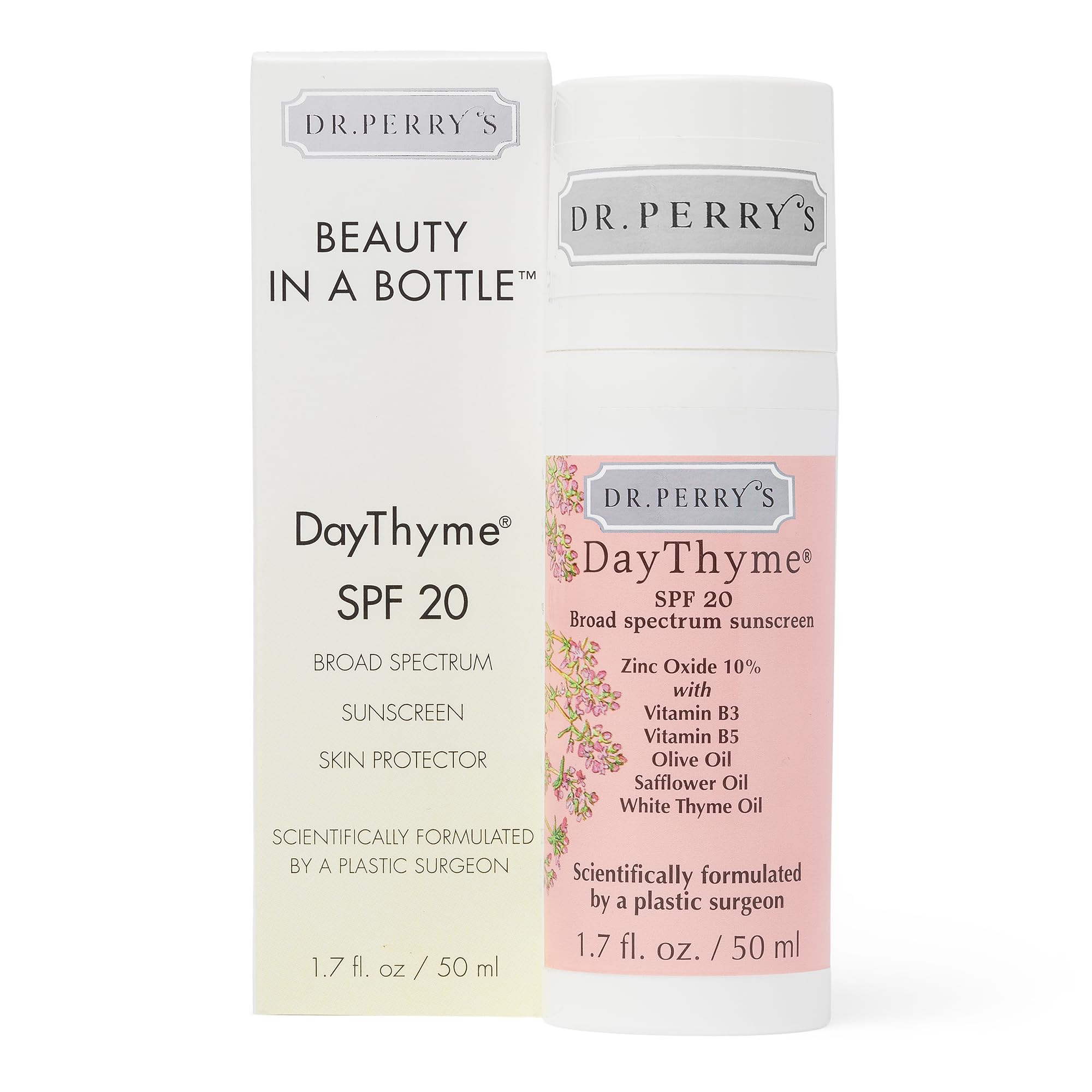 Dr. Perry’s DayThyme SPF 20 Daily Sunscreen – Broad Spectrum with Zinc Oxide and Vitamins B3/B5