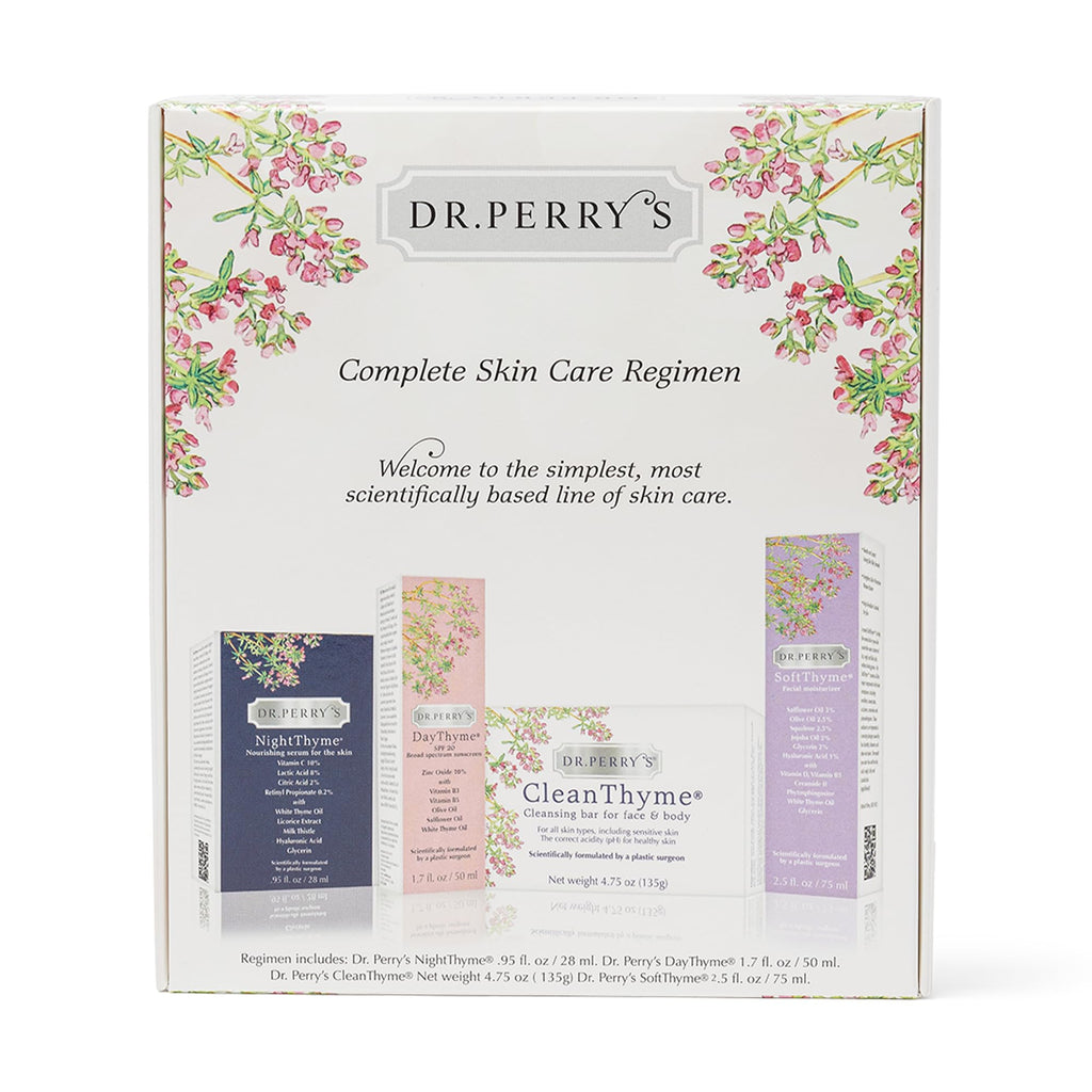 Dr. Perry's Complete Facial Skincare Regimen 4-Pc Kit – Vitamin C Serum, Moisturizer, SPF, Cleansing Bar