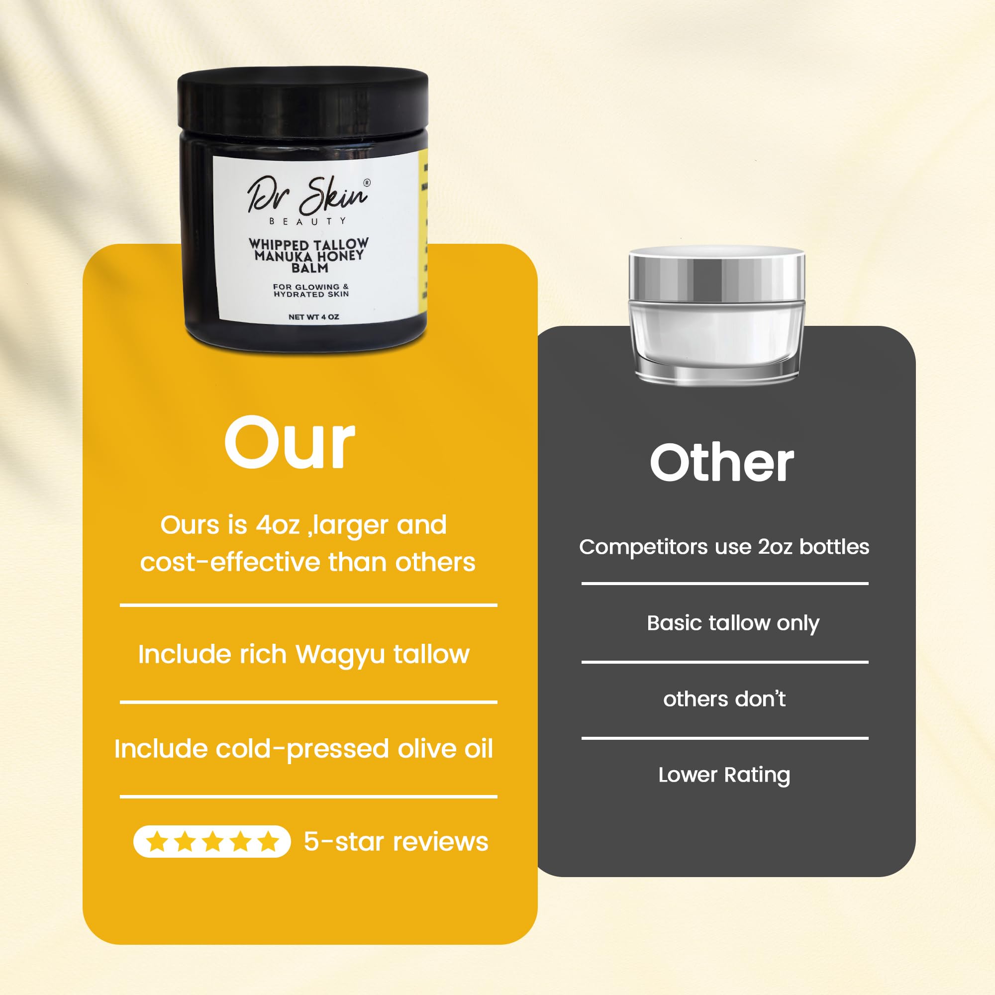 Whipped Beef Tallow & Manuka Honey Balm – Organic Lip & Skin Care (Orange, 4oz) | Dr Skin BEAUTY