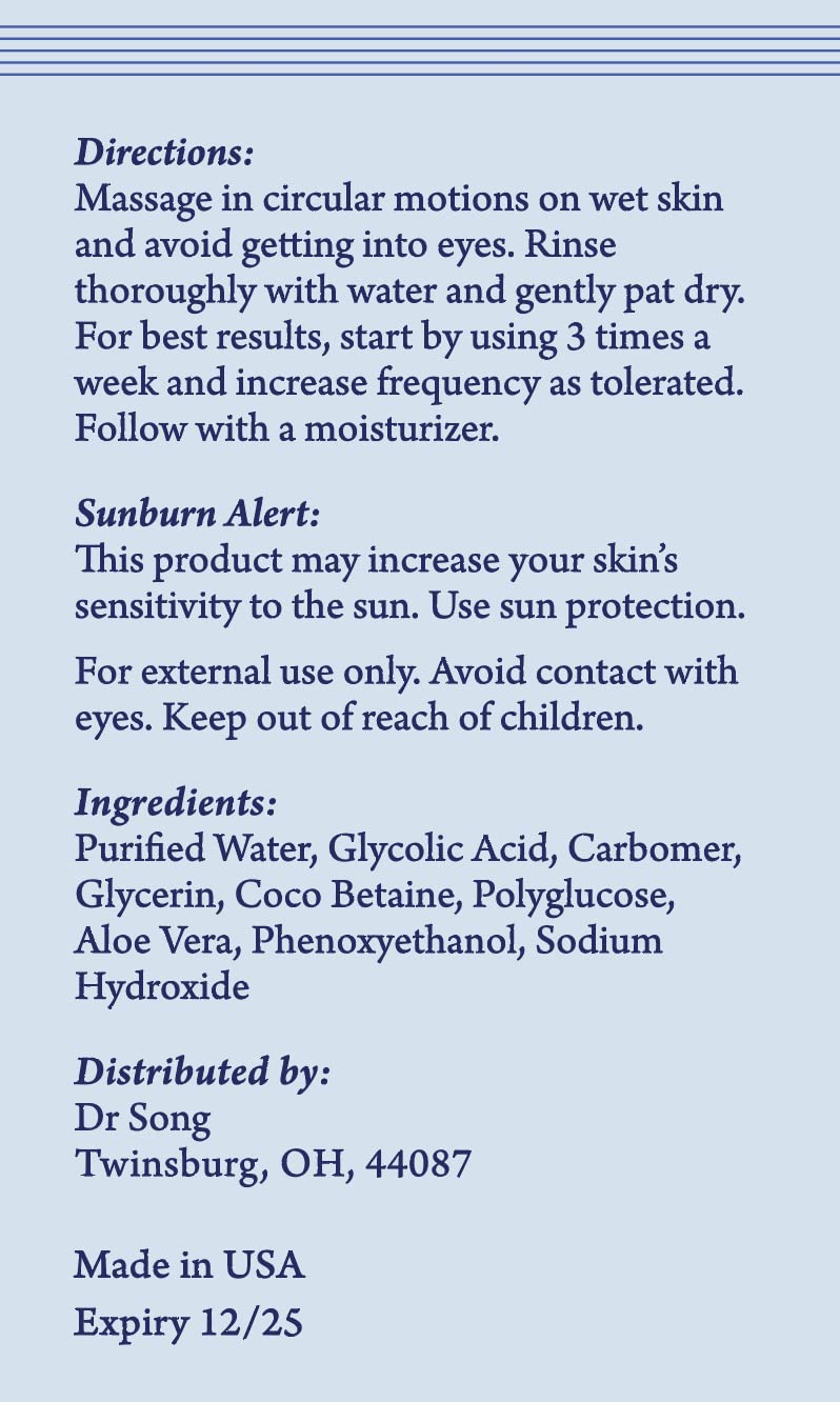 Dr Song Glycolic Acid Face Wash – 10% Glycolic Exfoliating Cleanser for Clearer, Balanced Skin