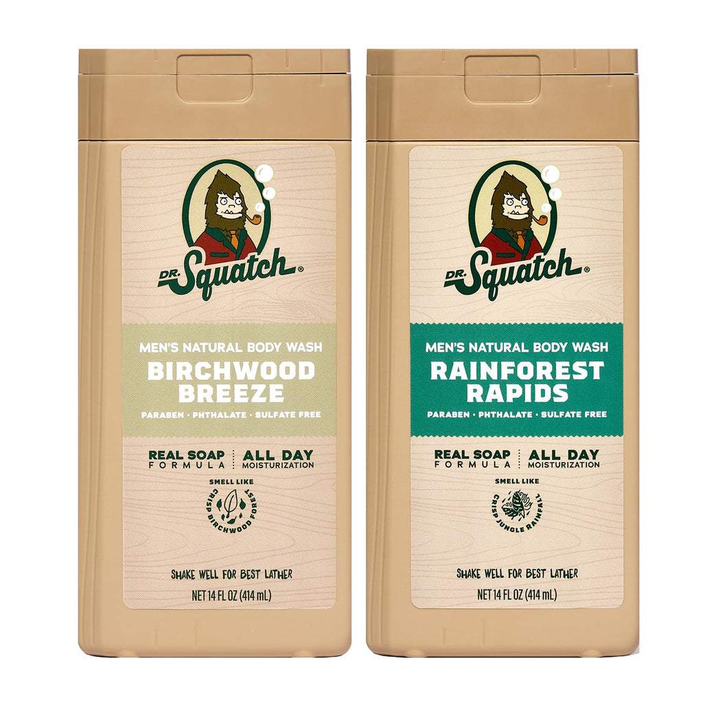Dr. Squatch Natural Men's Body Wash Duo – Birchwood Breeze & Rainforest Rapids