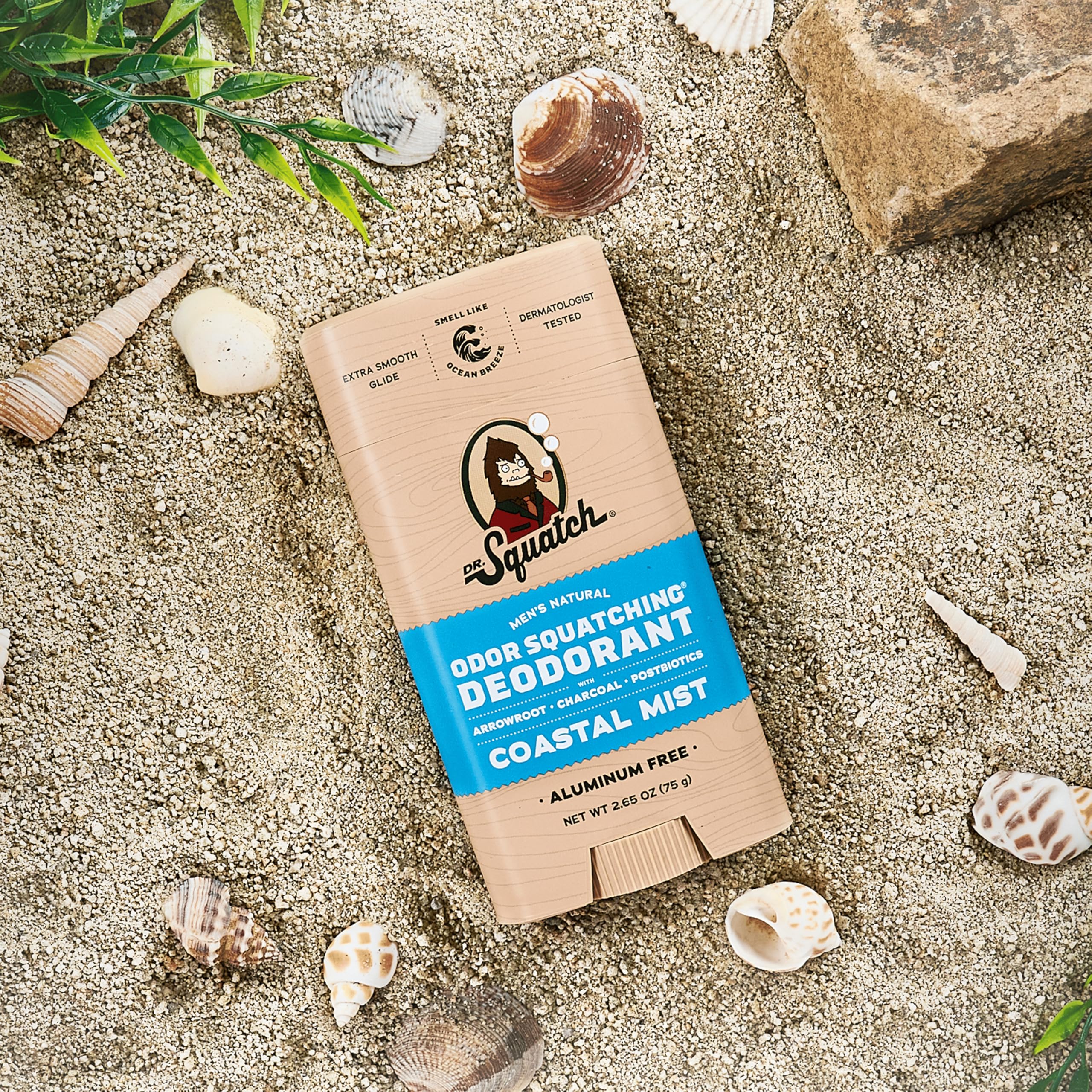 Dr. Squatch Natural Men’s Deodorant – Aluminum Free with Charcoal & Postbiotics, Sierra Storm + Sandalwood Summit (2-Pack)