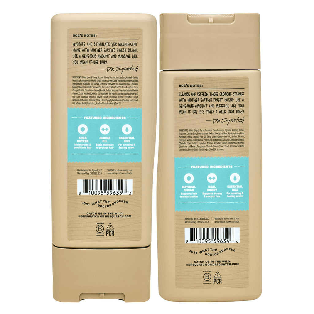 Dr. Squatch Coconut Castaway Shampoo & Conditioner Set for Men – Natural, 11 oz x 2