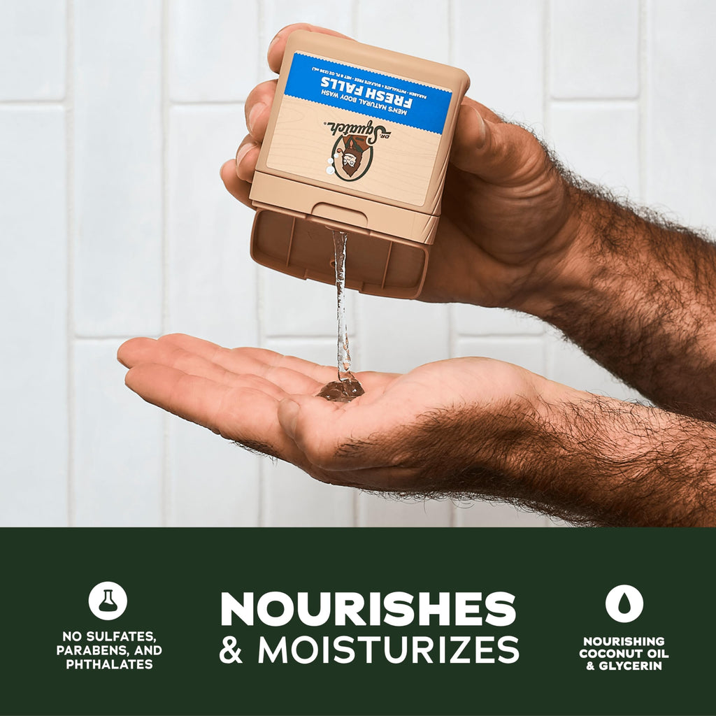 Dr. Squatch NEW Body Wash for Men – Pine Tar, Wood Barrel Bourbon & Fresh Falls (8 oz, 3-Pack)