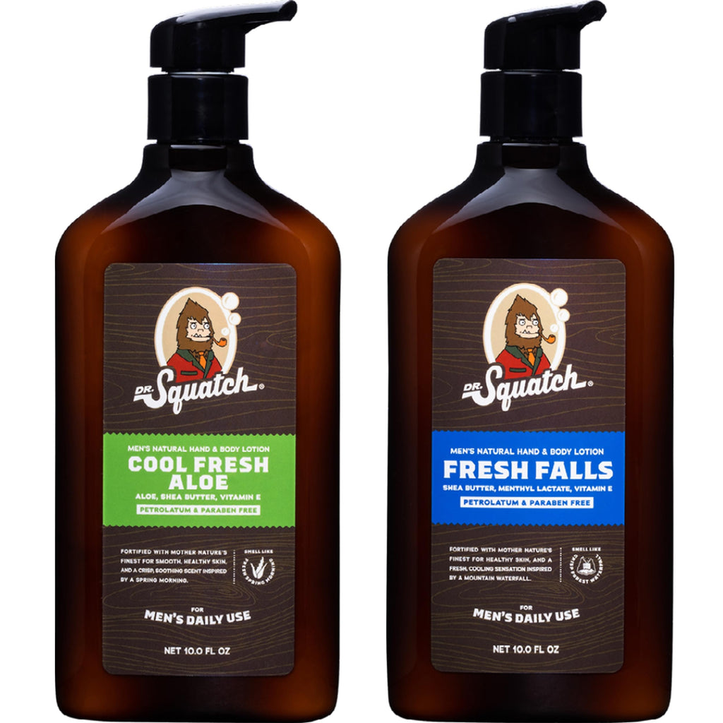 Dr. Squatch Natural Hand & Body Lotion for Men – 24-Hr Moisture, Shea Butter & Coconut Oil (2-Pack)