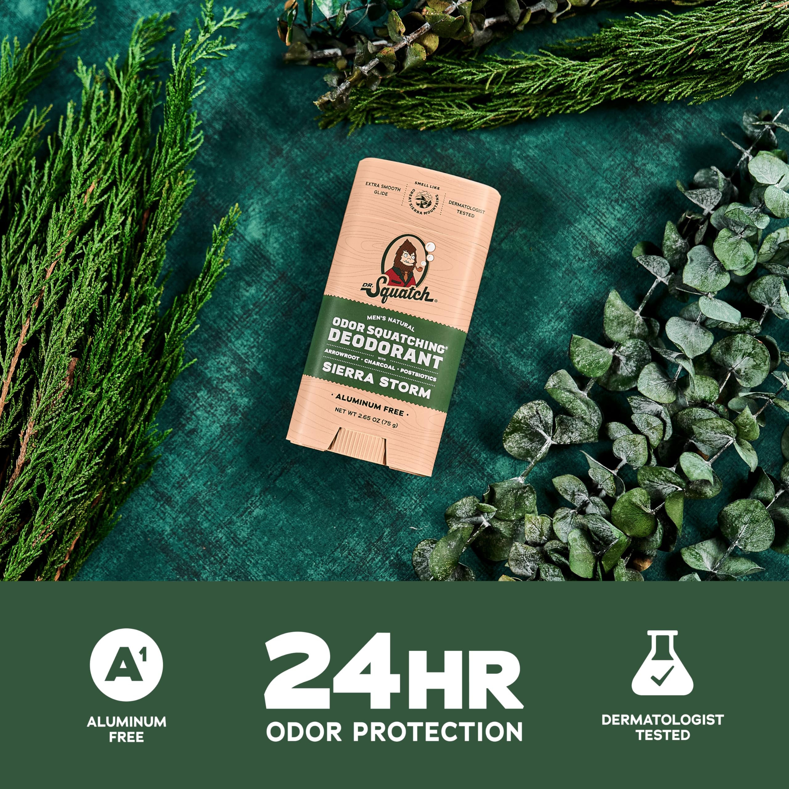Dr. Squatch Aluminum-Free Deodorant for Men – Charcoal, Postbiotics, 2-Pack – Mountain Meadow & Lumberjack Lodge
