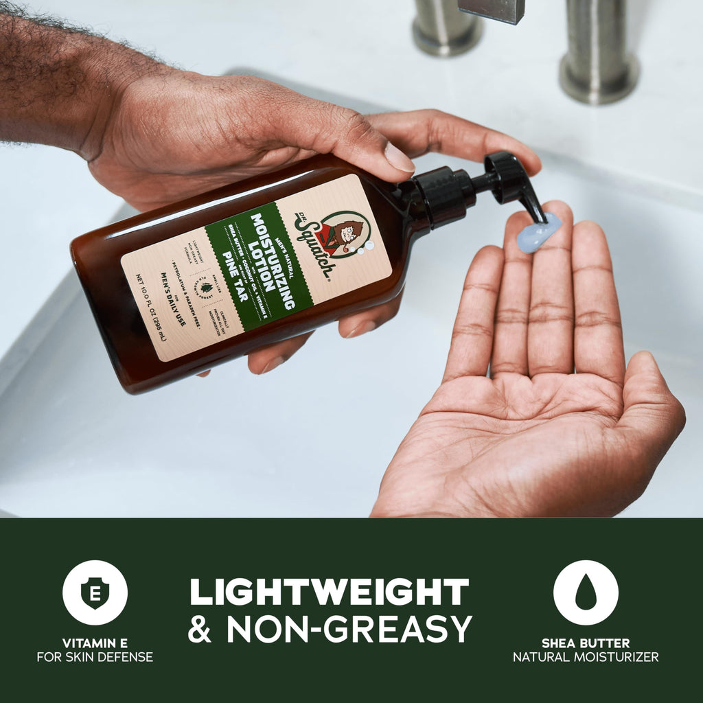 Dr. Squatch Pine Tar Hand & Body Lotion for Men – 24-Hour Moisturization (2-Pack)