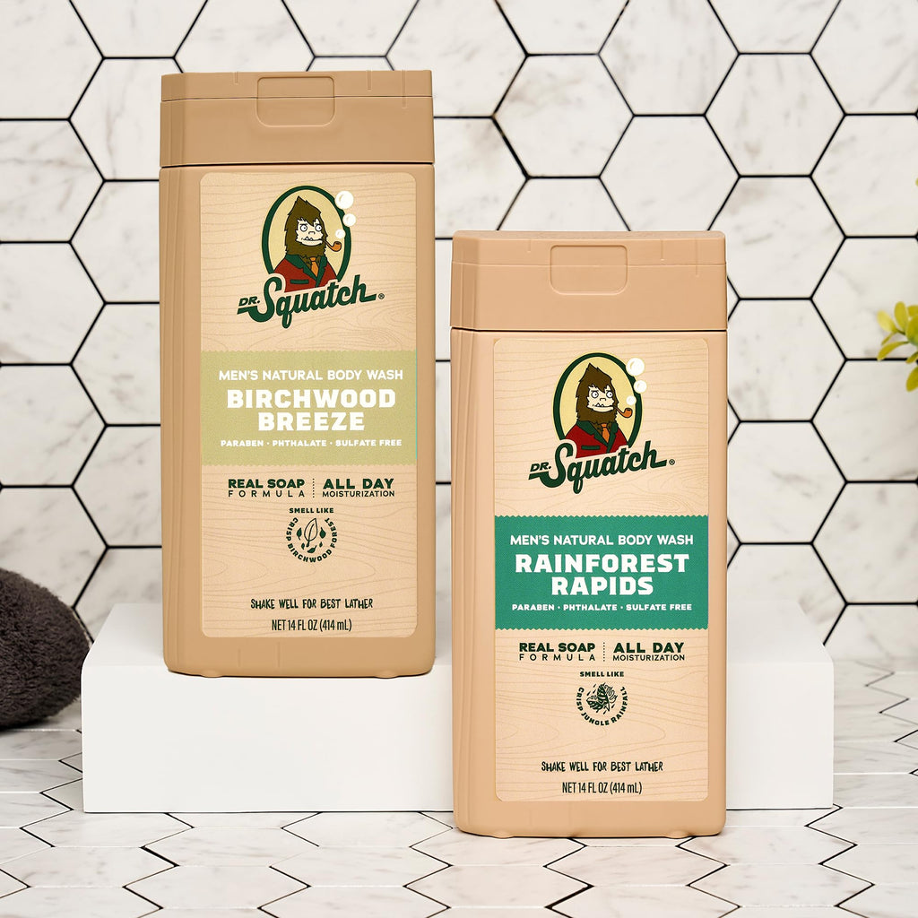 Dr. Squatch Natural Men's Body Wash Duo – Birchwood Breeze & Rainforest Rapids