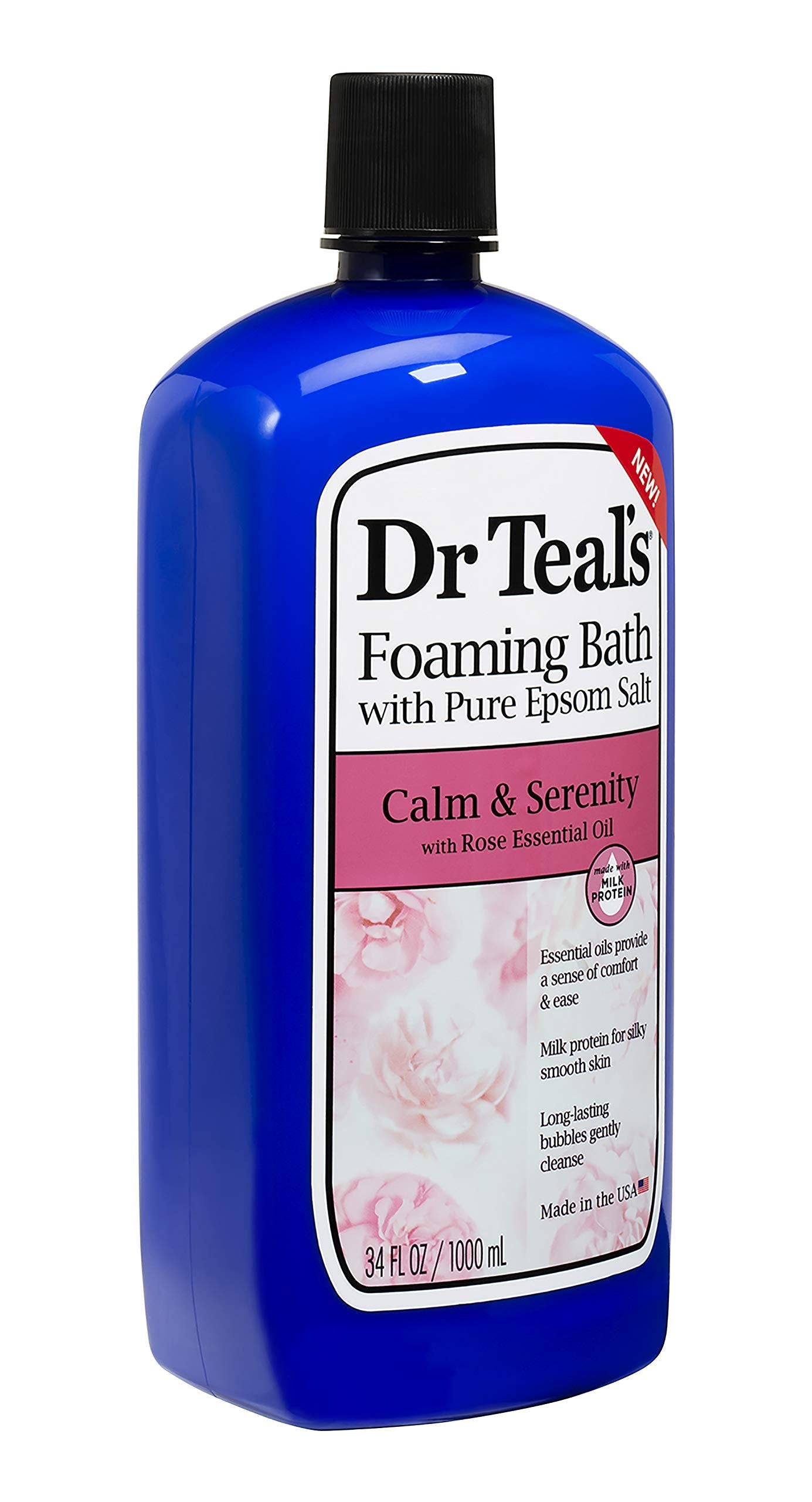 Dr Teal's Calm & Serenity Rose Oil Bundle - Epsom Salt Soak + Foaming Bath (3 lb / 34 oz) - Made in USA