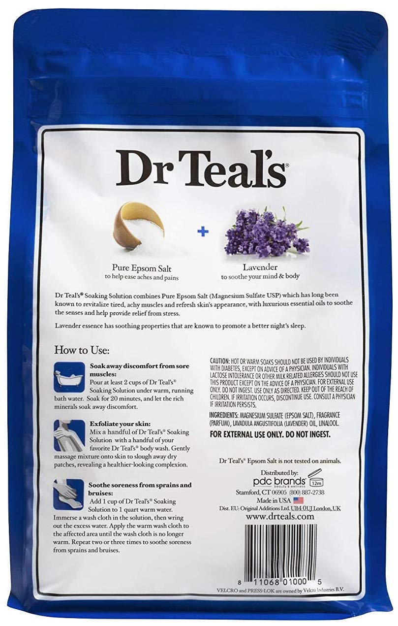 Dr Teal's Lavender & Hemp Seed Oil Epsom Salt Gift Set – 2 Pack (3 lb each) for Relaxation & Sleep