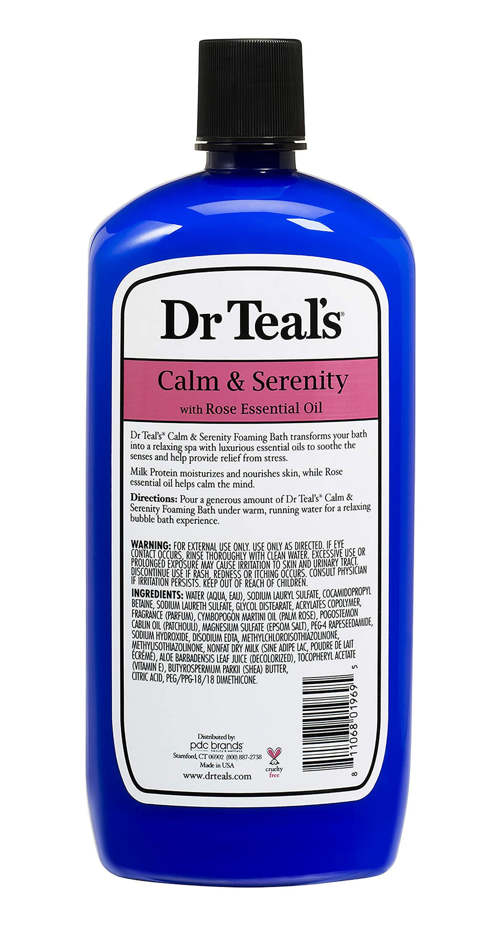 Dr Teal's Calm & Serenity Rose Oil Bundle - Epsom Salt Soak + Foaming Bath (3 lb / 34 oz) - Made in USA