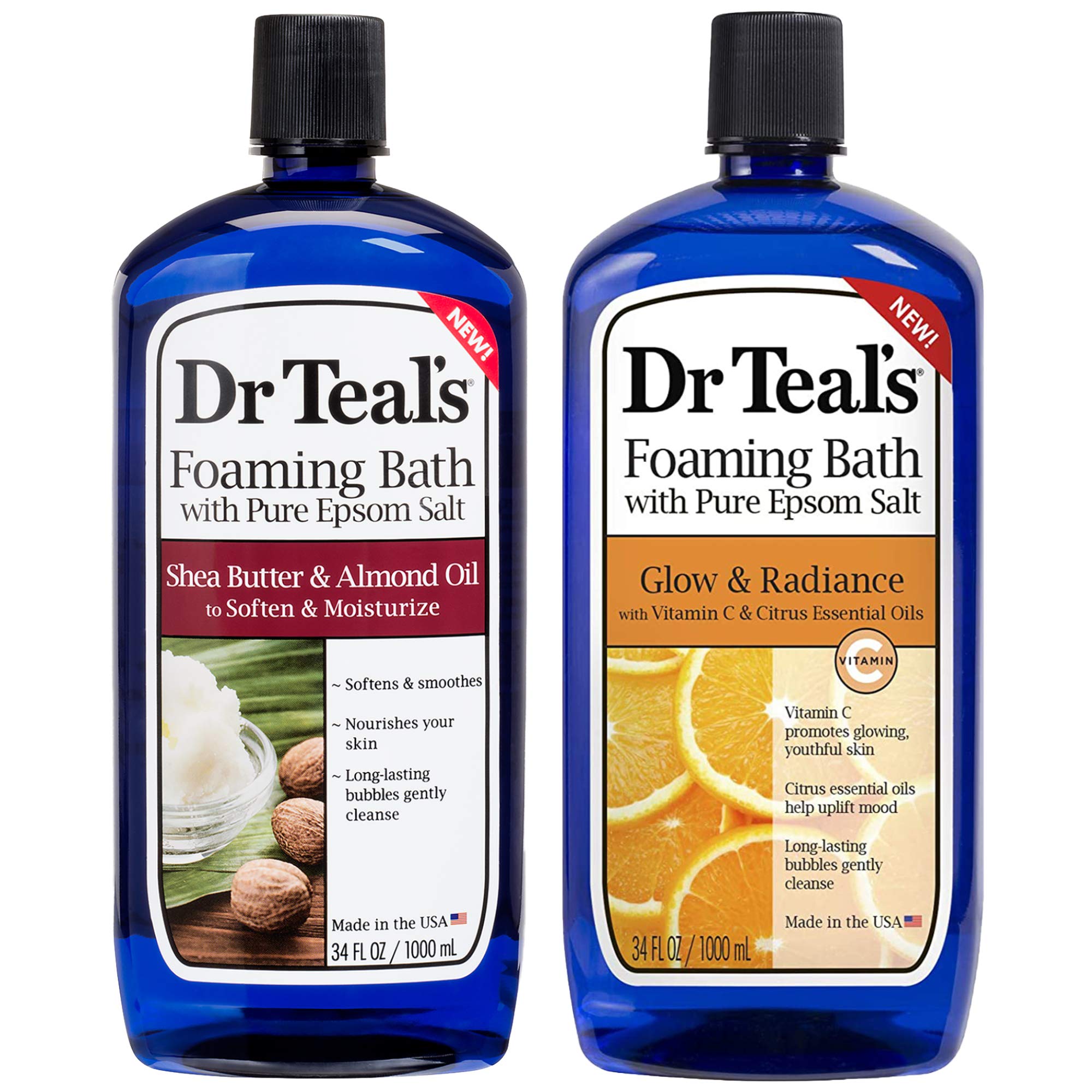 Dr Teal's Foaming Bath Combo Pack: Shea Butter & Almond Oil + Vitamin C & Citrus