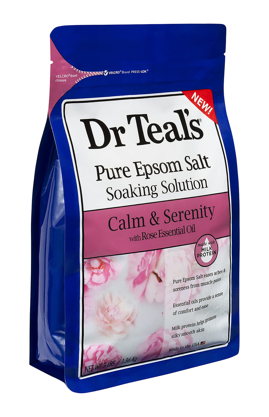 Dr Teal's Calm & Serenity Rose Oil Bundle - Epsom Salt Soak + Foaming Bath (3 lb / 34 oz) - Made in USA
