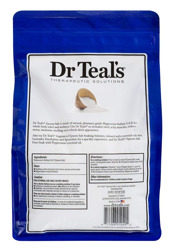Dr Teal's Therapeutic Soak Gift Set (3-Pack, 6 lb Each) Unscented Epsom Salt for Aches & Recovery