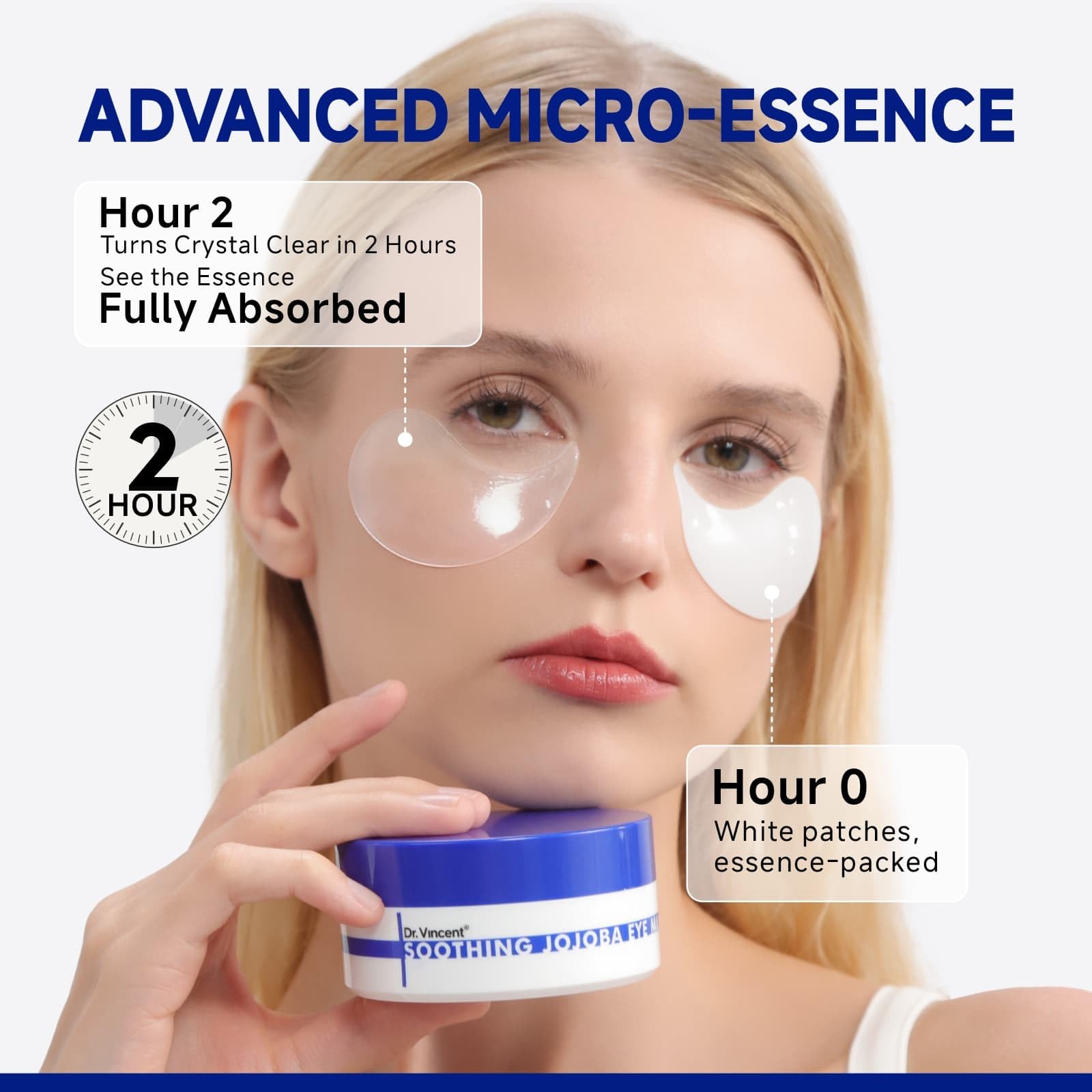 Dr Vincent Peptide Jojoba Under Eye Patches – Collagen Eye Mask for Dark Circles & Puffiness