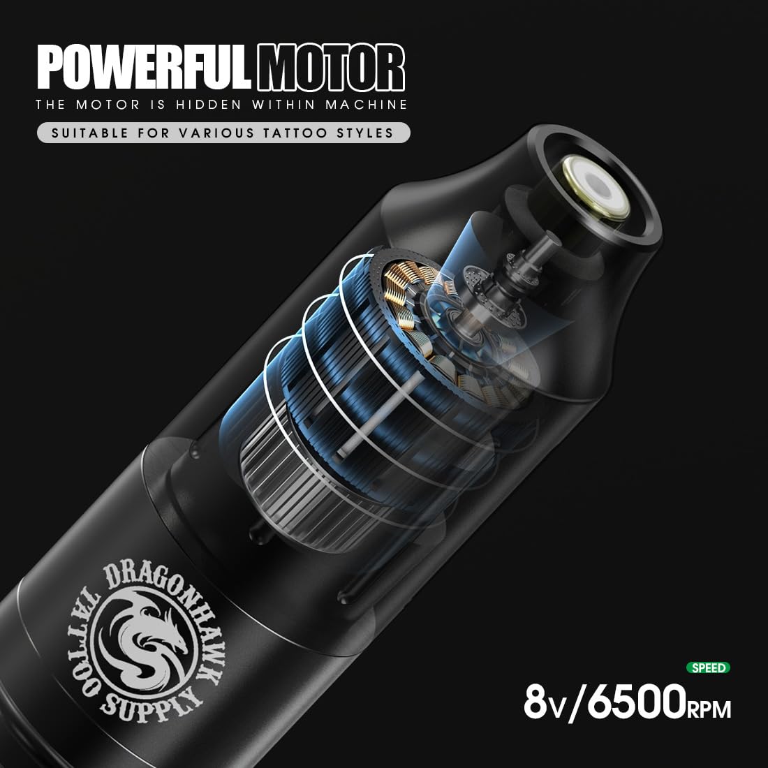 Dragonhawk S11 Cordless Tattoo Kit – Tattoo Pen with Battery Power Supply