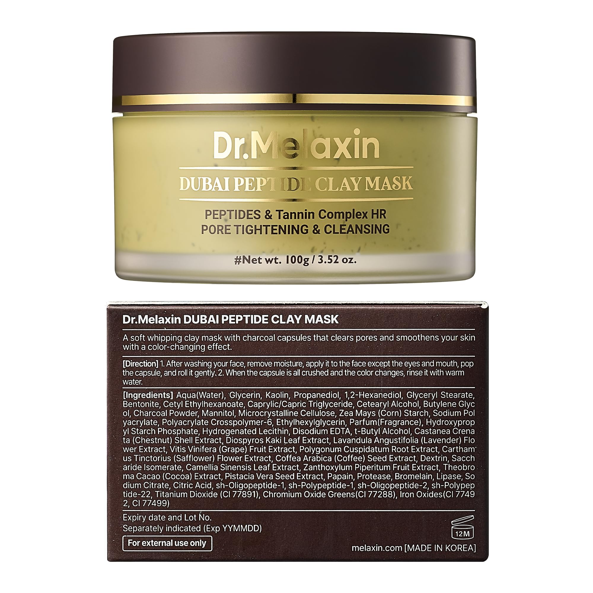 Dr.Melaxin Dubai Peptide Clay Mask – Charcoal Absorption, Peptides & Hydration