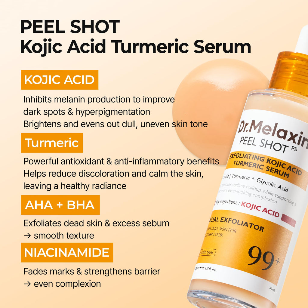 Dr.Melaxin Peel Shot Kojic Acid Turmeric Serum 80ml | Dark Spot Care & Exfoliation