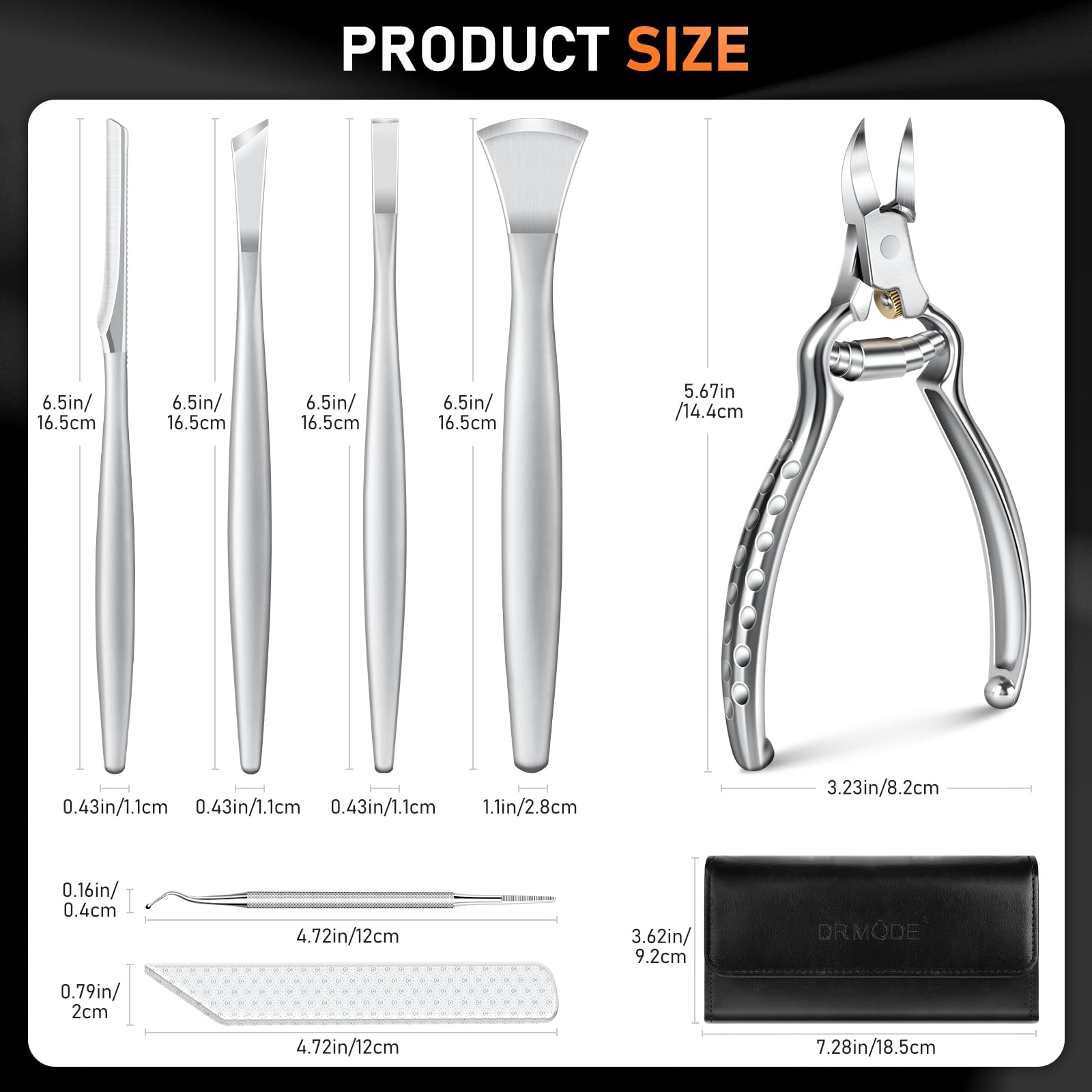 DRMODE 7-Piece Ingrown Toenail Removal Kit | Professional Pedicure Tools