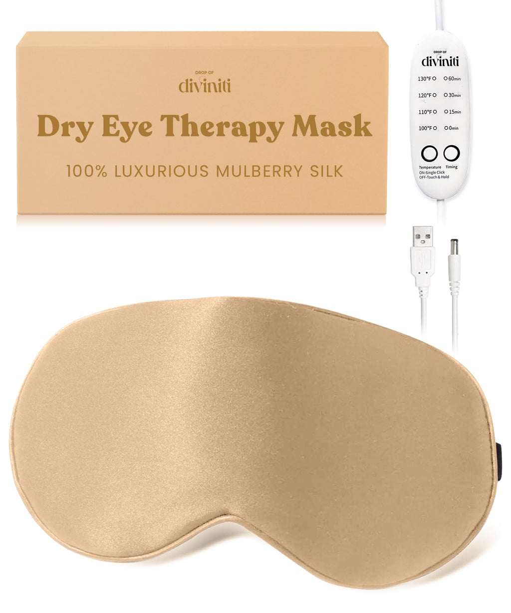 DROP OF DIVINITI Heated Eye Mask | Dry Eye Relief, Stye & Warm Eye Compress – Champagne