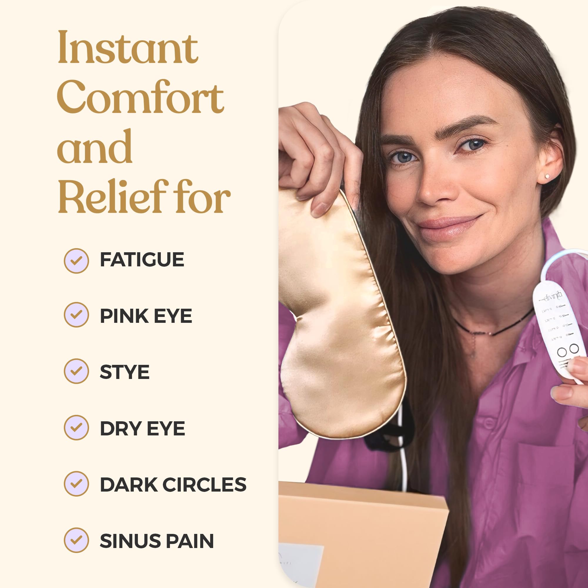 DROP OF DIVINITI Heated Eye Mask | Dry Eye Relief, Stye & Warm Eye Compress – Champagne