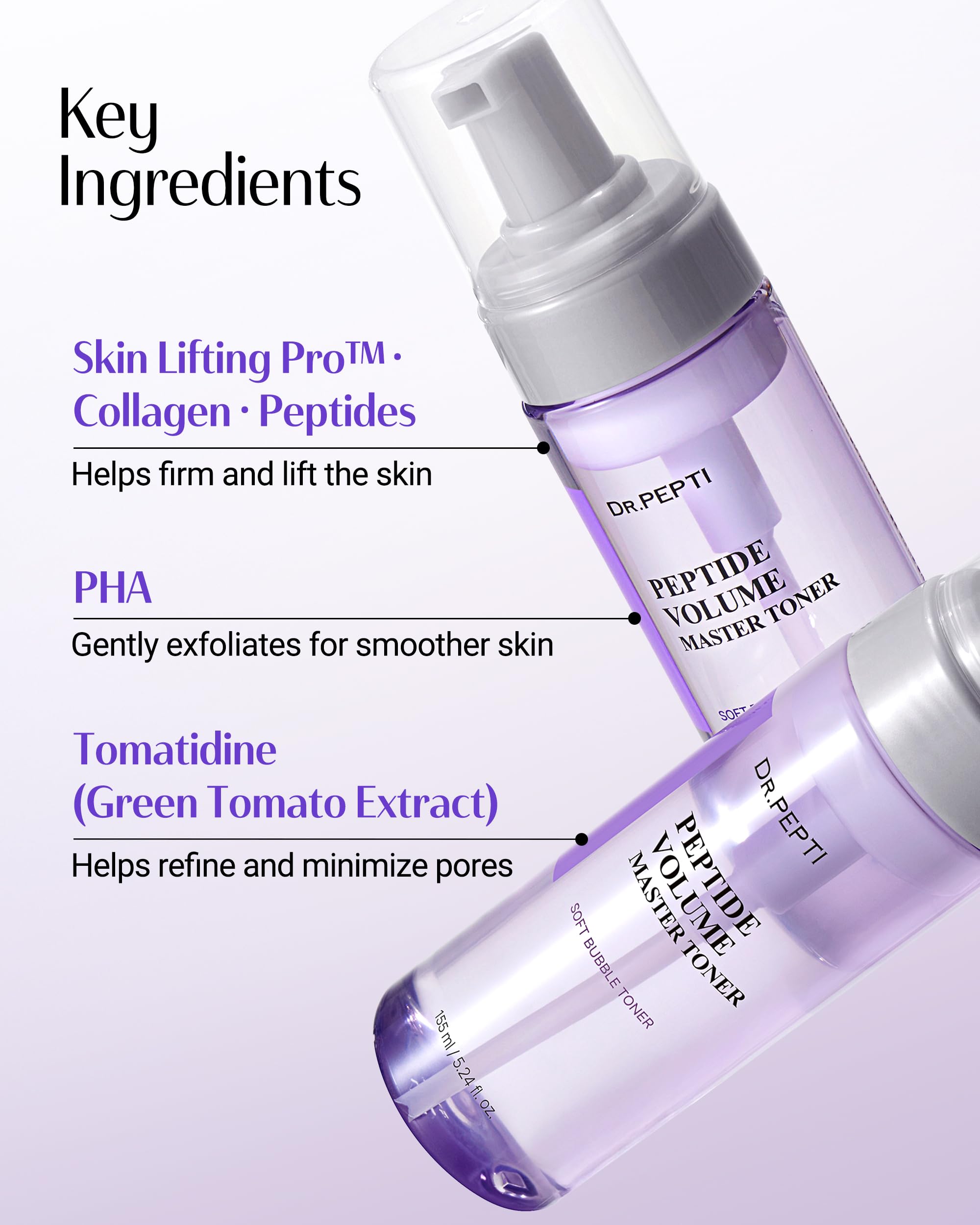 DR.PEPTI Volume Master Toner – 12 Peptides Bubble Formula for Elasticity