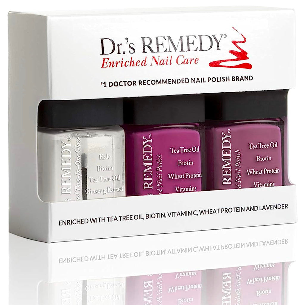 Dr.'s Remedy 3 Pack Nail Polish Kit: BRILLIANT Berry Trio — Non-Toxic, All-Natural Nail Strengthener