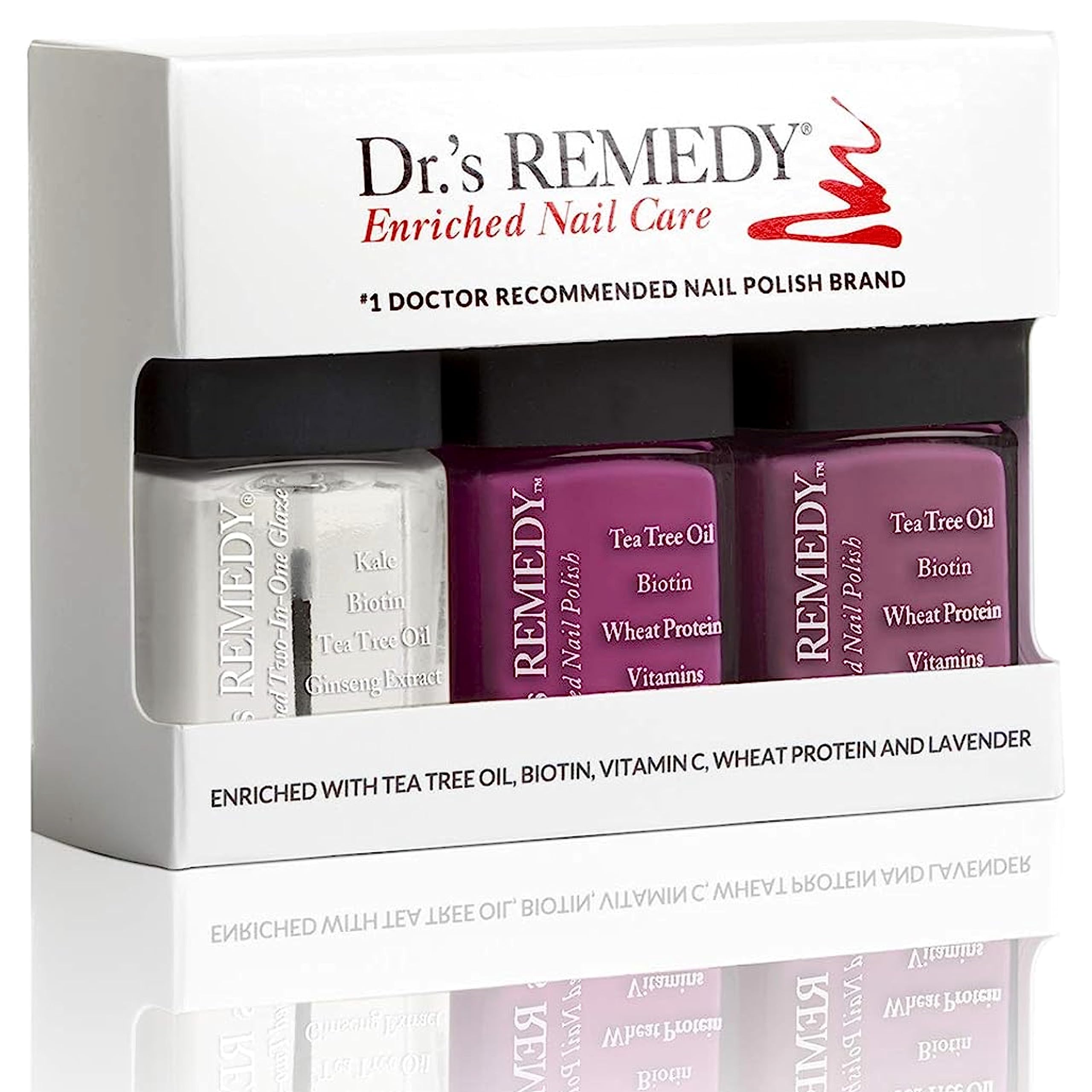 Dr.'s Remedy 3 Pack Nail Polish Kit: BRILLIANT Berry Trio — Non-Toxic, All-Natural Nail Strengthener